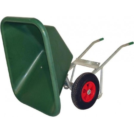 CARRETILLA PLASTICO/ACERO GALVANIZ. 2RUEDAS BASCULANTE VERDE