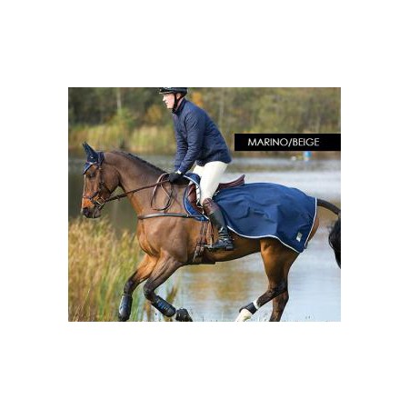 MANTA CABALLO RAMBO RIÑONERA POLAR IMPERM. MARINO/BEIGE T.L