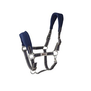 CABEZADA NYLON C/FORRO Y MOSQUETON GRIS/MARINO COB