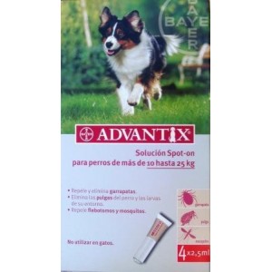 ADVANTIX PERRO 2,5ML 4 PIPETAS (10-25KG) - Equinvest