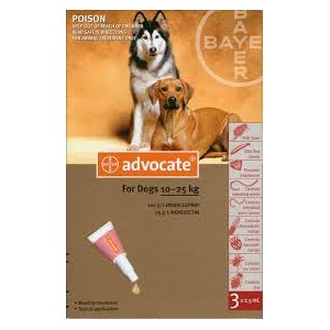 ADVOCATE PERRO 2,5 ML 3 PIPETAS (10-25KG) - Equinvest