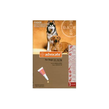 ADVOCATE PERRO 2,5 ML 3 PIPETAS (10-25KG) - Equinvest