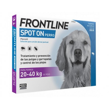 FRONTLINE SPOT PERRO GRAN.3 PIPETAS 20-40KG - Equinvest