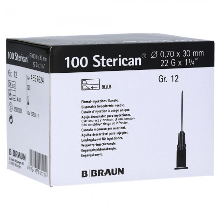 AGULHA 0,7/30 22GX1" PRETA 100 UNIDADES - Equinvest