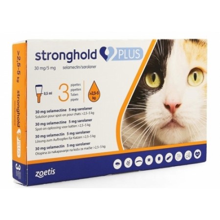 STRONGHOLD PLUS GATOS 30MG.3 PIPETAS (2.5-5KG) - Equinvest